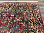 Large Persian Sarouk Rug 10x17, Palace Size Antique Persian Carpet, Red, Floral Allover, Traditional Persian Rug, Oversize Handmade Wool Rug