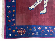 5 X 7 Handmade Zagros Wool Rug Snow White Panther Maroon Blue Organic Dyes