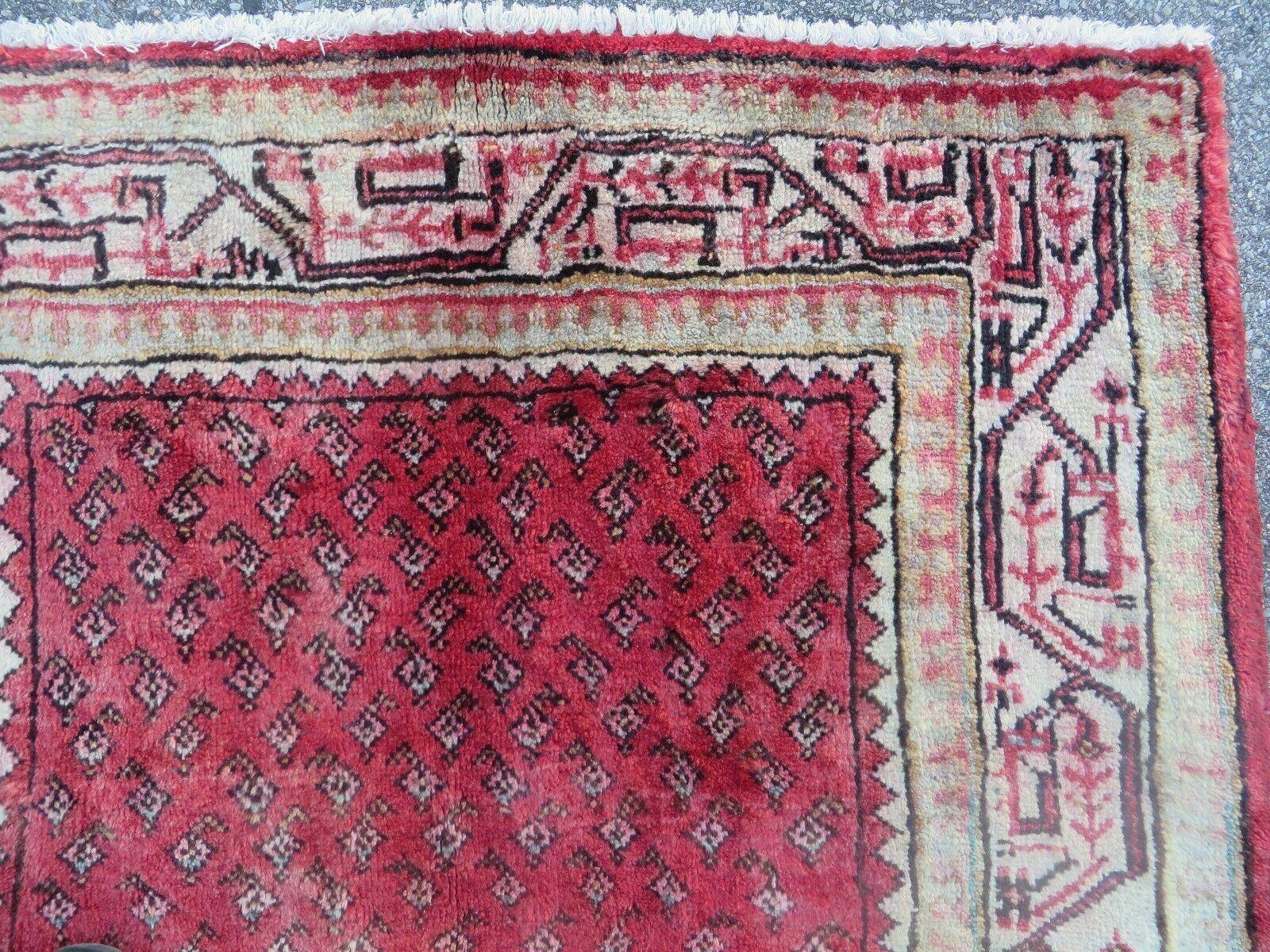 3'7"X 10' Antique Handmade India Oriental Paisley Wool Runner Rug Vegy # 31