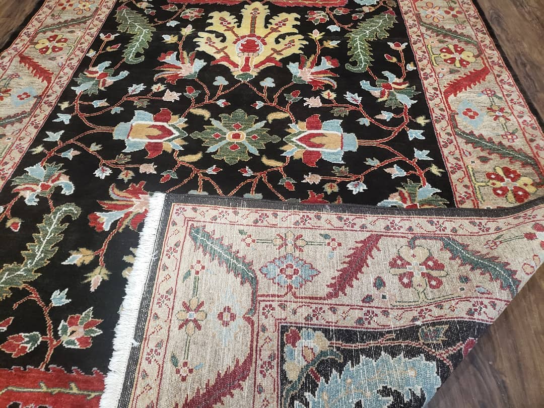 Peshawar Rug, 6x9 Rug, Hand Knotted Wool Area Rug, Black and Silver Rug, Unique Oriental Carpet, Handmade, Medium Sized Rug, Persian Rug