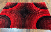 Red and Black Shag Rug 5x7, Pair A