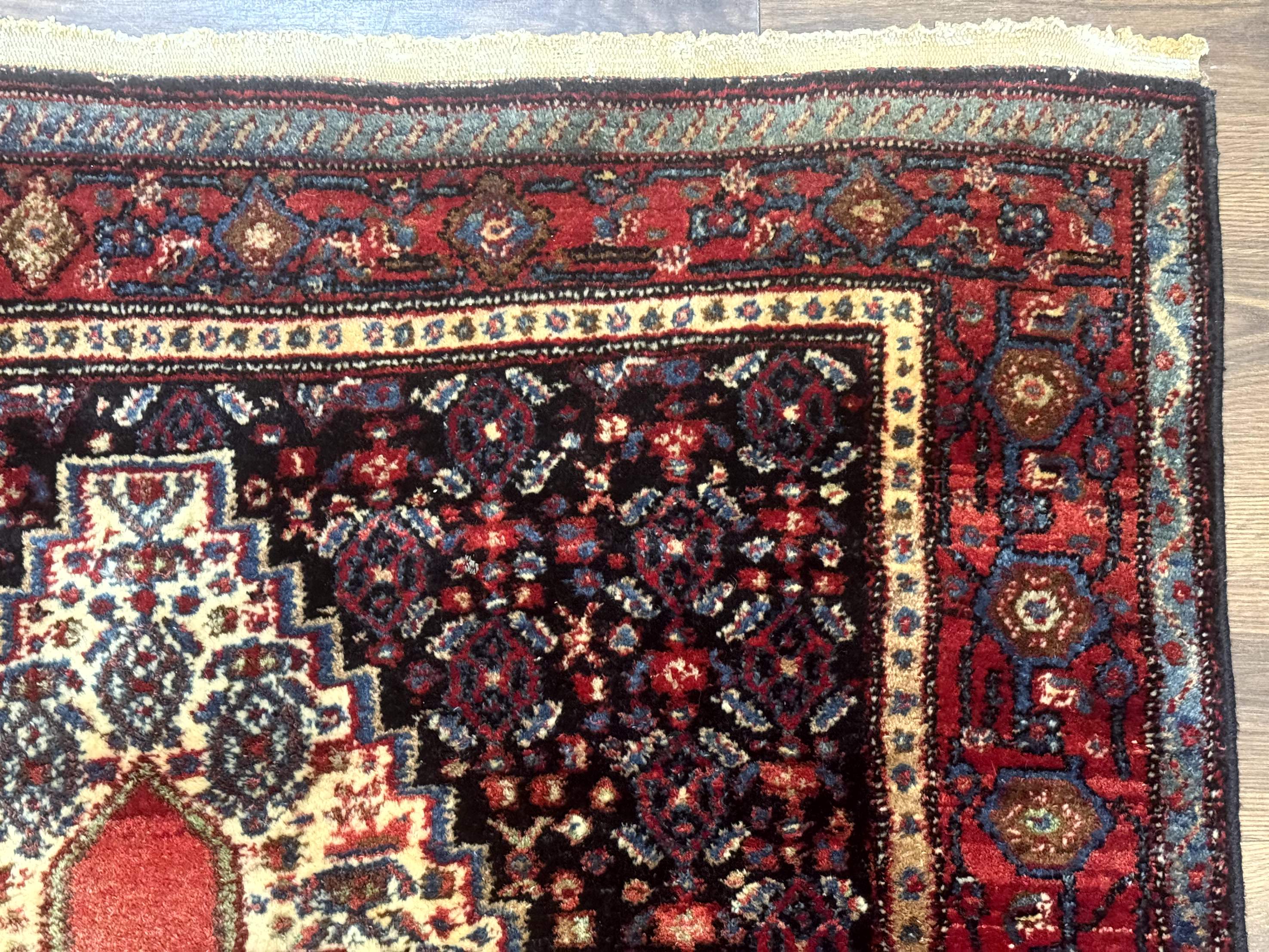 Antique Persian Kurdish Senneh Rug 4x5 Tribal Carpet Wool Geometric Medallion