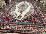 Palace Size Persian Rug 10 x 21 ft, Antique Hamadan Bibikabad Carpet, Handmade Antique Wool Oversized Rug, Ivory, Semi Open Field