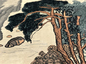 Chinese Silk Wall Hanging 3x5, Handmade, River and Boat Scene, Rug Tapestry