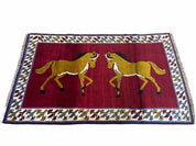 4 X 7 Handmade Hand-Knotted Quality Wool Rug Horses Zagros Red Mustard Gold New