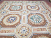 New Chinese Needlepoint Rug 8x14 - 9x14, French European Panel Design, Elegant Dining Room Rug, Flatweave Hand Woven Carpet, Handmade, Wool