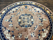 Antique Round Chinese Wool Rug 8x8, Chinese Peking Carpet, Asian Oriental Carpet 8 x 8 ft, Chinese Art Deco Rug, Nichols Rug