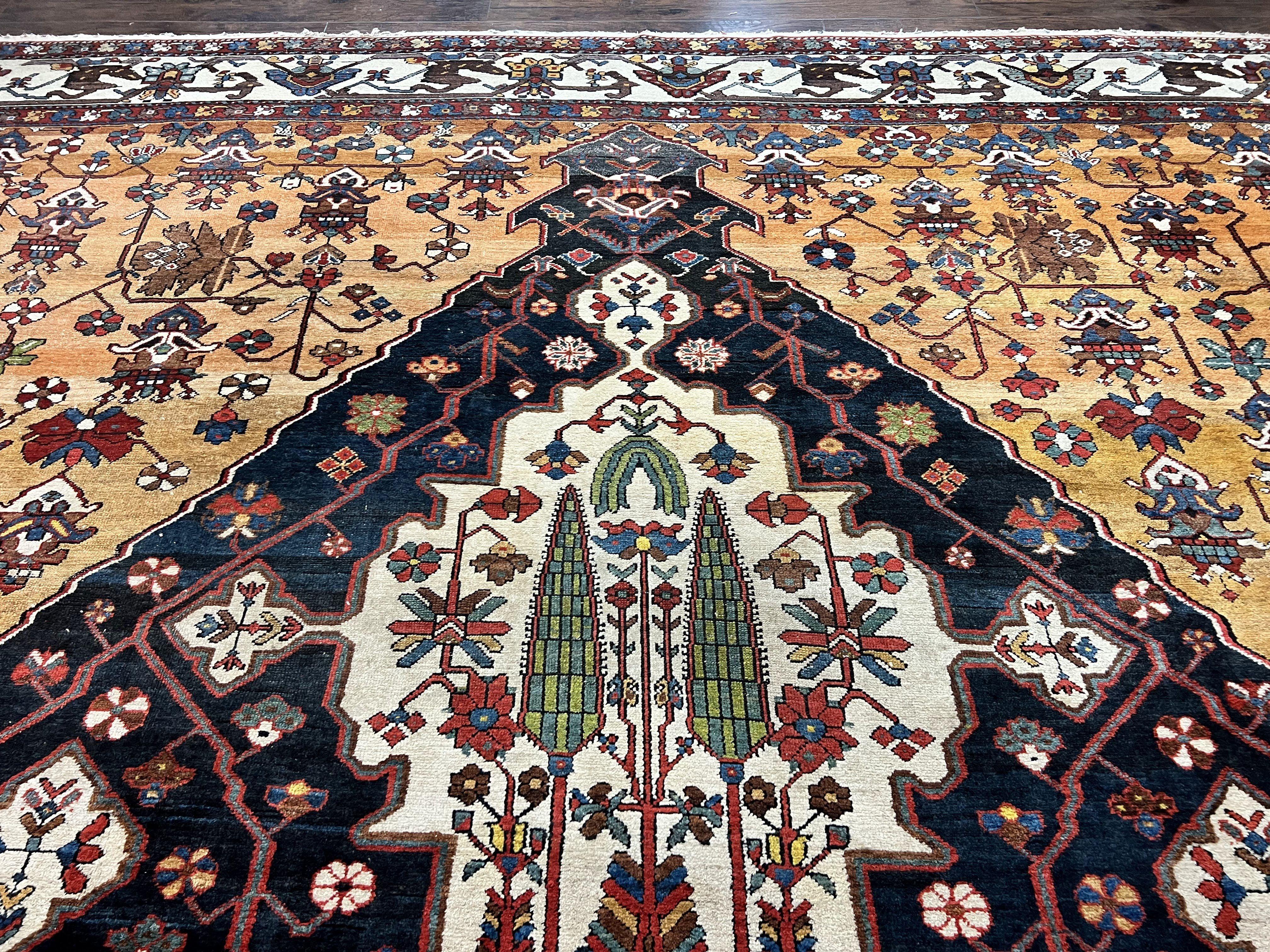 Antique Persian Bakhtiari Rug 14x19 – Rare Palace Size Carpet