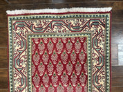 Persian Tabriz Runner Rug 3x16, Paisley Boteh Design, Red and Cream, Rug for Hallway, 16ft Wool Runner