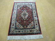 2' X 3' Handmade Chinese Floral Oriental Silk Rug Carpet Nice Red