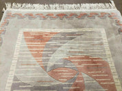 3' X 5' Handmade Modern Chinese Accent Rug - Silk on Cotton Carpet - Abstract Contemporary Design - Beige and Orange