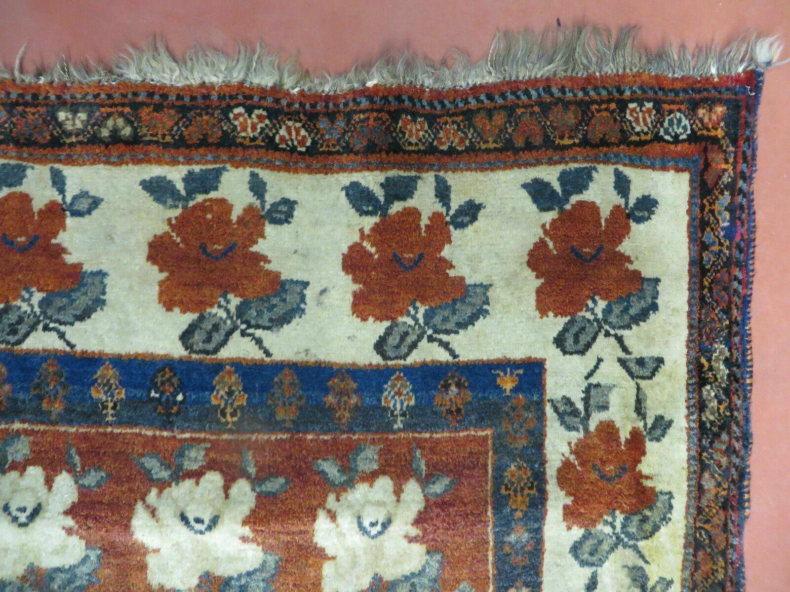 4' X 5' Semi Antique Handmade Fine Turkish Flowers Bouquet Wool Rug Nice