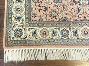 Pak Persian Rug 4x6, Pink and Cream, Very Fine 225 KPSI, Handmade Wool Oriental Carpet