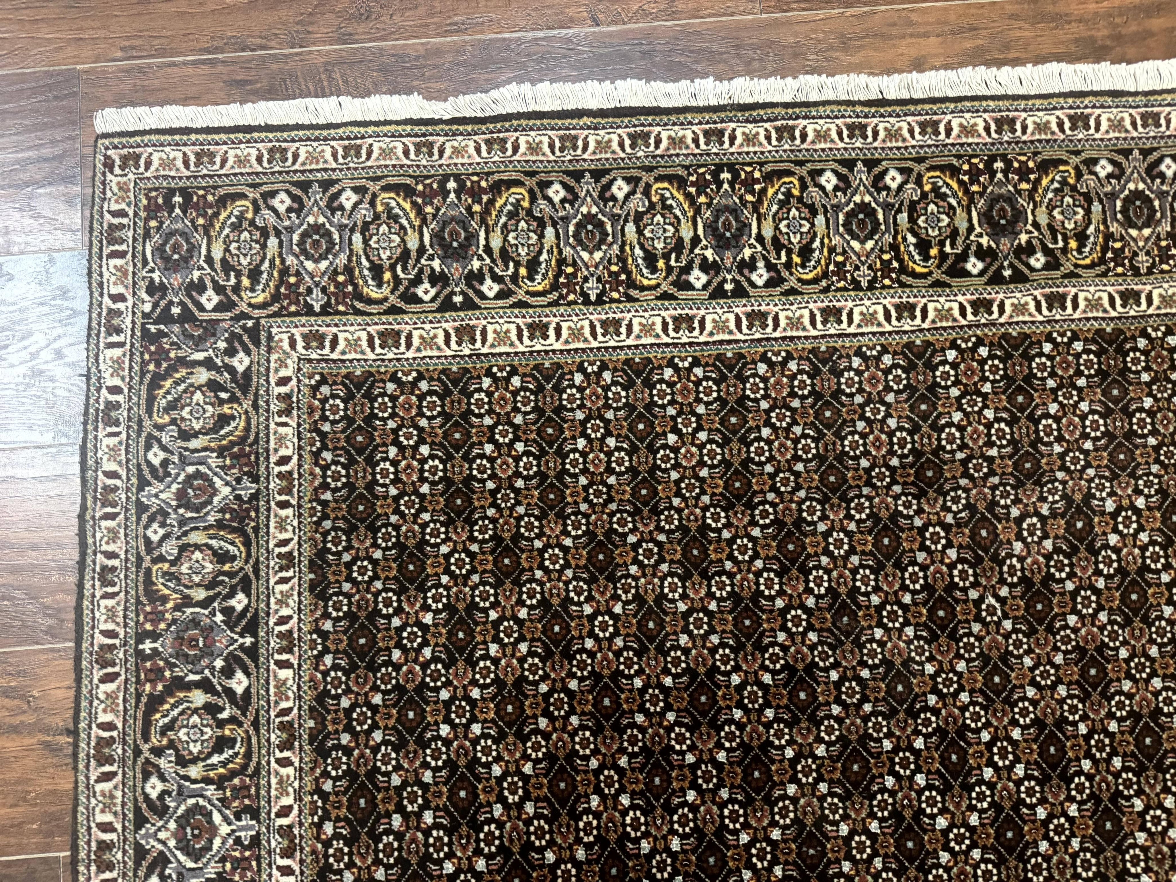 Persian Tabriz Rug 5x7, Black, Allover Pattern