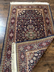Indo Kashmiri Rug 3x5, Navy Blue, Very Fine 400 KPSI, Pair A