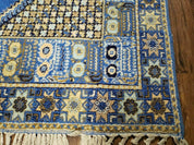 7' X 10' 5" Handmade Moroccan Urban Rabat Wool Carpet Blue Area Rug
