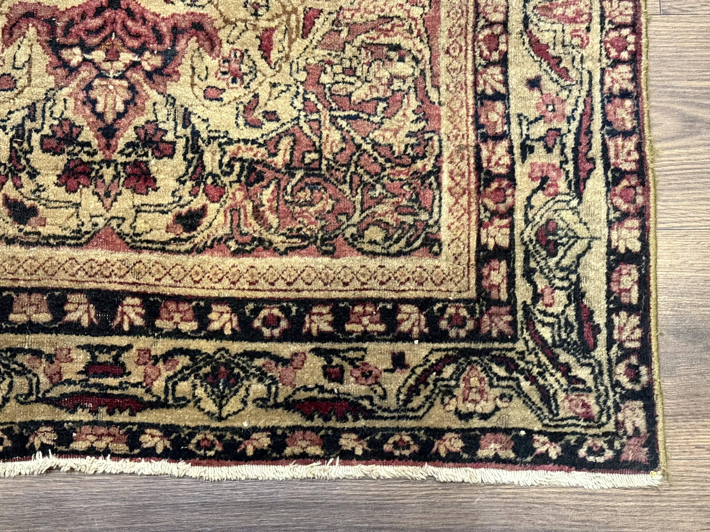 Antique Persian Lavar Rug 3x5, Persian Kerman Rug, Traditional Persian Carpet