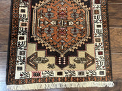 Persian Tribal Runner Rug 2.4 x 9.4, Geometric Medallions, Sarab Runner