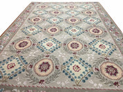 9x13 Needlepoint Carpet, French Design Rug, Hand-Knotted, Brand New Needlepoint Rug 9 x 13, English French European Style, Beige Floral