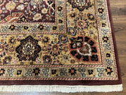 Indo Persian Rug 8x11, Eggplant & Tan, Allover Pattern, Wool Couristan Handmade Rug