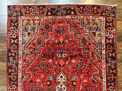 Antique Persian Tribal Rug 4x7, Red, Geometric Medallion, Handmade, Wool, Persian Zanjan Rug