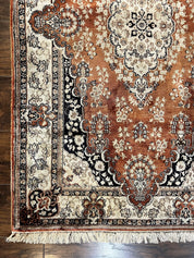 Turkish Silk Rug 3x5, Very Fine 400 KPSI, Floral Medallion, Handmade Hand Knotted Silk on Silk Oriental Carpet