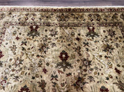 Indian Mahal Rug 8x10, Allover Floral Mahal Oriental Carpet 8 x 10, Handmade Hand Knotted Wool Rug, Indo Persian Area Rug, Tea-Washed Tan