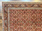 Antique Persian Bidjar Rug 5x7, Repeated Allover Herati Pattern, Red, Handmade Wool Carpet
