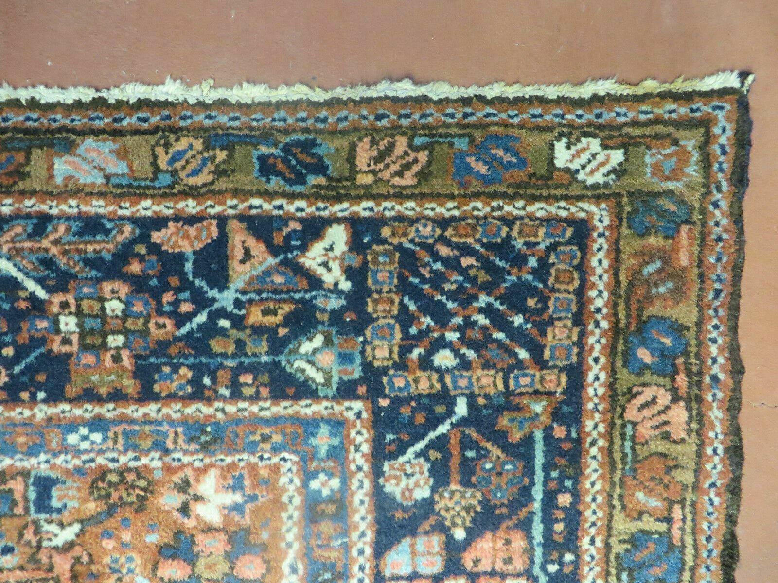 Persian Karajeh Rug 5x6, Antique Geometric Medallion Carpet