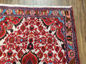 3' 2' X 5' 1" Handmade Floral Wool Rug Red Beige /Ivory