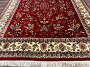 Indo Persian Rug 8x10, Red and Cream, Floral, Pande Cameron