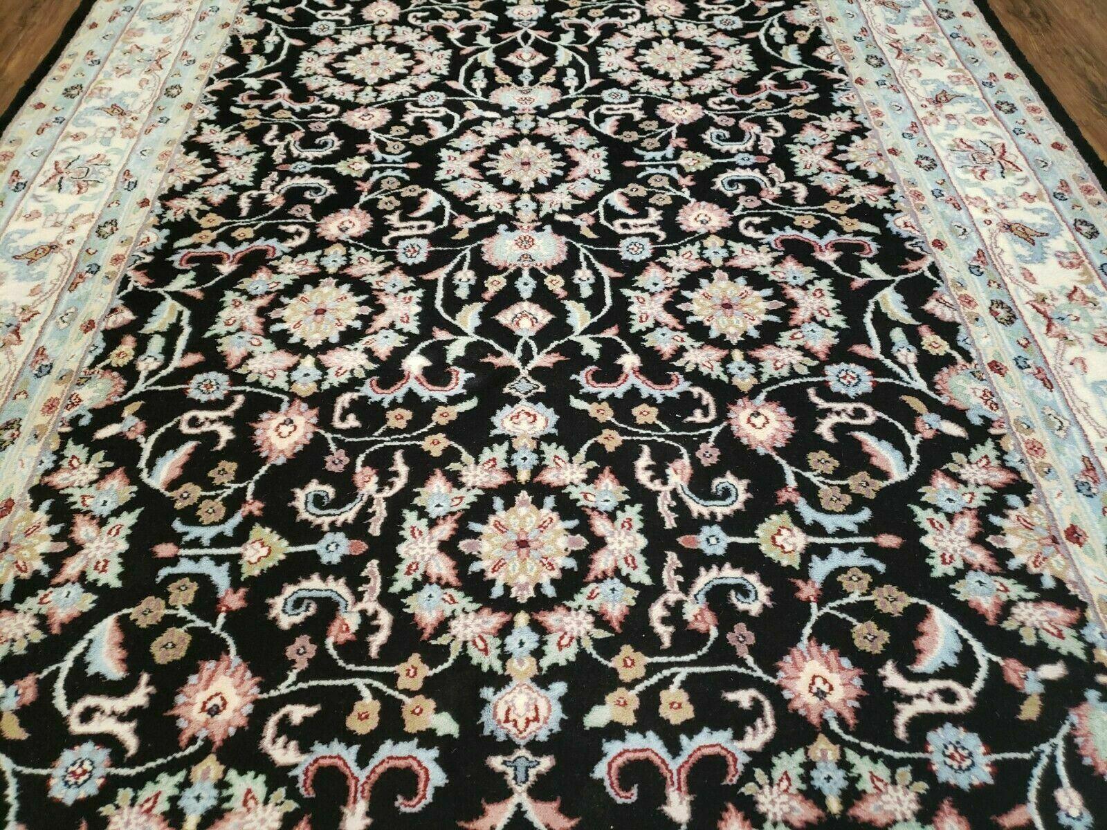 6' X 9' Handmade Indian Agra Wool Rug Carpet Vegetable Dyes Black