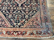 Antique Persian Mahal Rug 4x7, Wool Hand Knotted Tribal Geometric Carpet