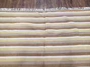 Indian Striped Blanket 6x9, Large Indo Kilim Area Rug, Earthern Tones Woolen Hand-Woven Flatweave South American Style Queen Size Bedspread
