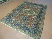 Persian Karajeh Rug 5x6, Antique Geometric Medallion Carpet