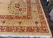 Palace Size Pak Persian Rug 13x17, Haji Jalili Design, Beige and Rust, Wool Hand Knotted, Fine 260 KPSI