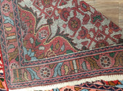 3' 2' X 5' 1" Handmade Floral Wool Rug Red Beige /Ivory