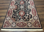 Pak Persian Rug 4x6, Black and Burgundy, Floral Allover, Wool and Silk