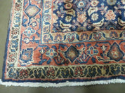3'7" X 10' Antique Handmade India Floral Oriental Wool Runner Rug Organic Blue