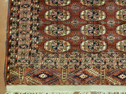 4' X 4' Antique Handmade Turkoman Bokhara Balouch Woven Wool Rug Brick Red Nice