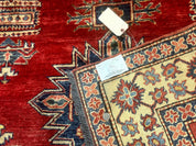 Square Turkish Rug 6x6, Azerbaijani Azeri Turkish Armenian Rug, Red Tan Blue, Geometric, Wool Carpet