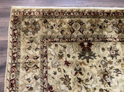 Indian Mahal Rug 8x10, Allover Floral Mahal Oriental Carpet 8 x 10, Handmade Hand Knotted Wool Rug, Indo Persian Area Rug, Tea-Washed Tan