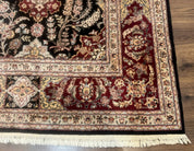 Sino Persian Rug 9x12, Black & Maroon, Wool and Silk, Allover Pattern
