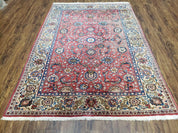 Semi Antique Persian Kashan Rug, Red & Beige, Hand-Knotted, Wool, 4'7" x 6' 6", Pair B