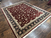 Maroon Persian Area Rug 8x10, Floral Allover, Pak Persian, Wool and Silk Highlights, Traditional Oriental Carpet