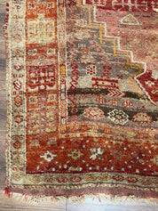 Antique Turkish Melas Rug 4x7, Tribal Geometric Unique Collectible Hand Knotted Wool Oriental Carpet, Rare 1920s Rug, Burnt Orange Red