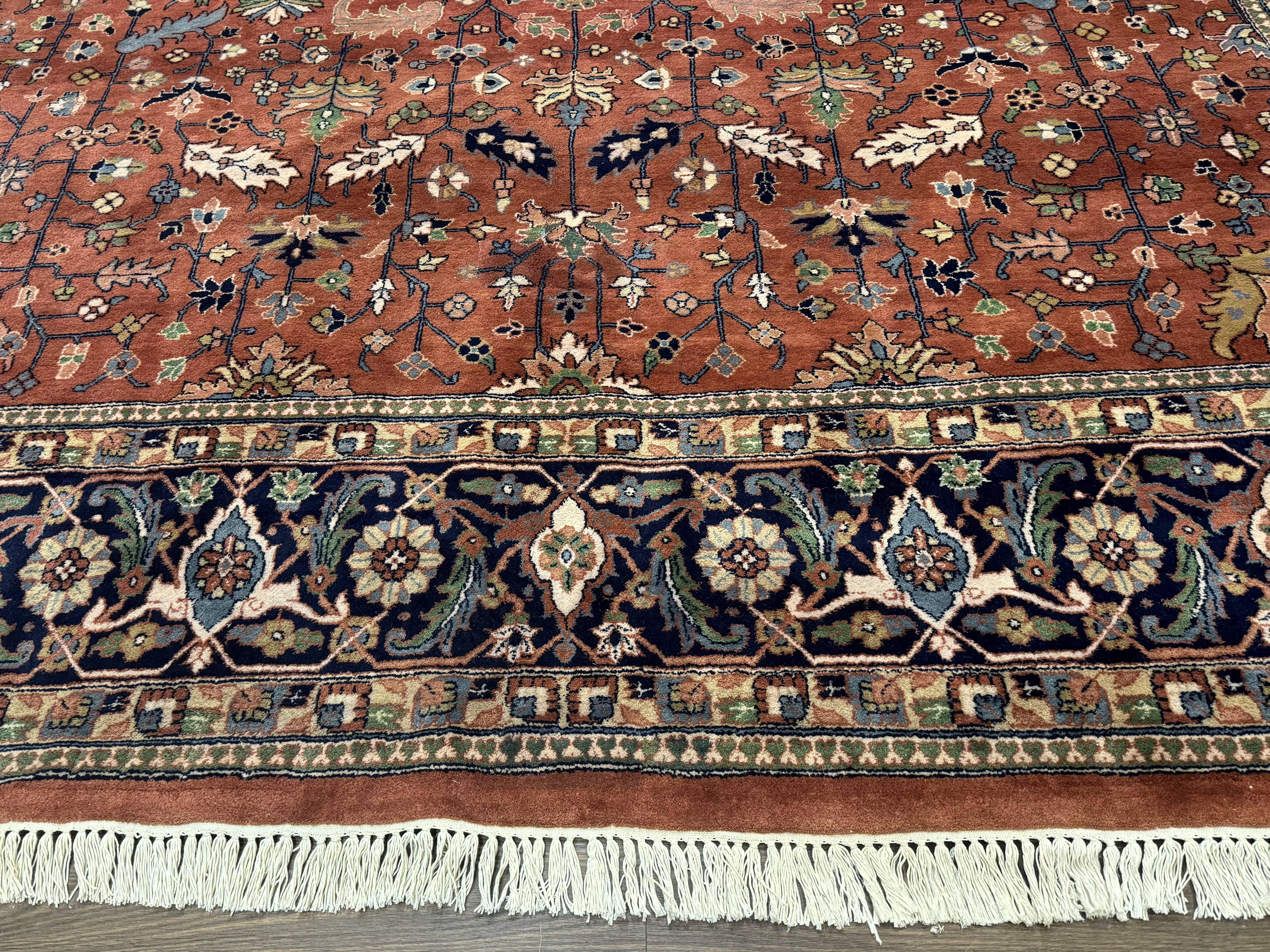 Indo Persian Heriz Rug 10x15, Allover Pattern, Large Wool Handmade Rug