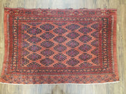 Antique Turkoman Rug 3'4" x 5', Collecticble Yamud Oriental Rug, Seat Pillow Cushion Cover, Tribal Mat, Wool Red Hand-Knotted Mafresh Carpet
