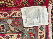 Persian Rug 10x13, Wool Hand Knotted Antique Kashmar Carpet, Raspberry Red & Navy Blue, Floral Medallion, Traditional Oriental Rug 10 x 13