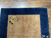 Chinese Rug 3x5, Antique Peking Art Deco Carpet, Simple Design